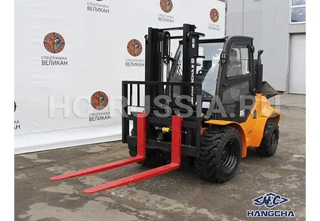 Иллюстрация дизельного вилочного погрузчика Hangcha CPCD35-XW33E-RT повышенной проходимости