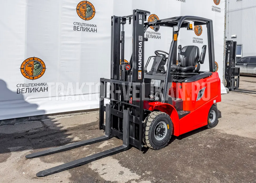 Иллюстрация электрического вилочного погрузчика Hangcha CPD15-XC4 с мачтой VFHM450